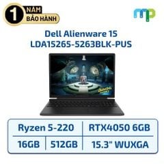 Laptop Dell Alienware 15 LDA15265-5263BLK-PUS Ryzen 5-220/16GB/SSD 512GB/RTX4050 6GB/15.3