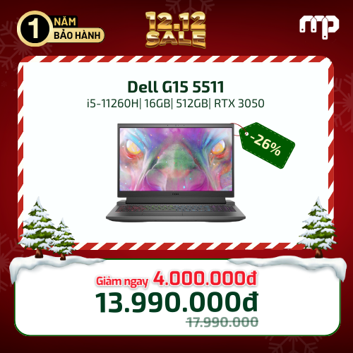 Laptop Dell G15 5511 I5-11260H/16GB/SSD 512GB/RTX 3050/15.6