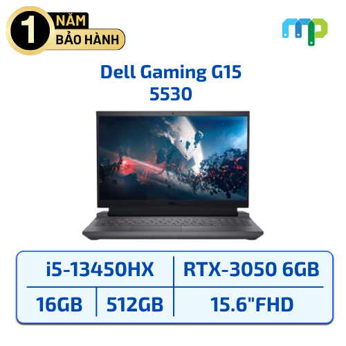 Laptop Dell Gaming G15 5530 I5-13450HX/16GB/SSD 512GB/RTX 3050 6GB/15.6