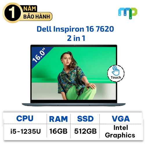 Laptop Dell Inspiron 16 7620 2 in 1 I5-1235U/16GB/SSD 512GB/16.0