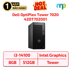 Máy bộ Dell OptiPlex Tower 7020/ i3-14100/ 8GB DDR5/ 512GB SSD/ K+M/Win 11 Home/ ProSupport 2Yr & KYHD 42OT702001
