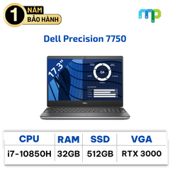 Laptop Dell Precision 7750 I7-10850H/32GB/SSD 512GB/RTX 3000/17.3