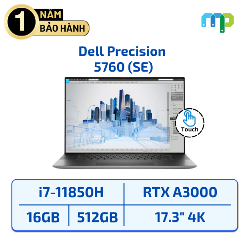Laptop Dell Precision 5760 I7-11850H/16GB/SSD 512GB/RTX A3000/17.3