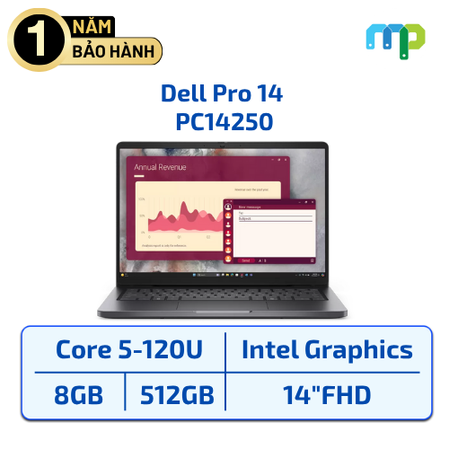 Laptop Dell Pro 14 PC14250 Core 5-120U/8GB/SSD 512GB/14.0
