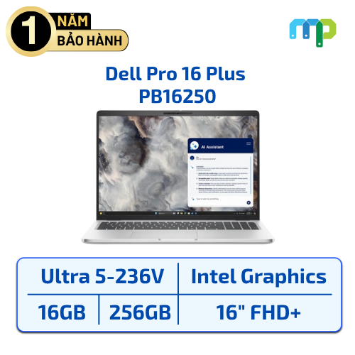 laptop Dell Pro 16 Plus PB16250 Ultra 5-236V/16GB/SSD 256GB/Vga Arc 130V Gpu 8G/16