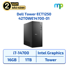 Máy bộ Dell Tower ECT1250 I7-14700/16GB DDR5/SSD 1TB/KM/Wifi Bluetooth/Win 11 Home 42TOWE14700-01