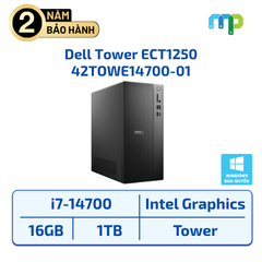 Máy bộ Dell Tower ECT1250 I7-14700/16GB DDR5/SSD 1TB/KM/Wifi Bluetooth/Win 11 Home 42TOWE14700-01