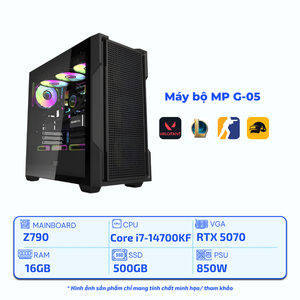Máy bộ MP INTEL G-05 (I7-14700KF/Z790/16GB/500GB SSD/RTX 5070/850W)
