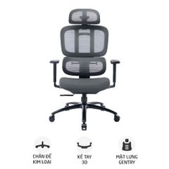 Ghế Warrior Ergonomic Hero Series WEC509 Chân Xoay/ Đen Xám