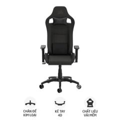 Ghế Corsair T3 Rush Fabric gaming 2023/ Đen than CF-9010057-WW