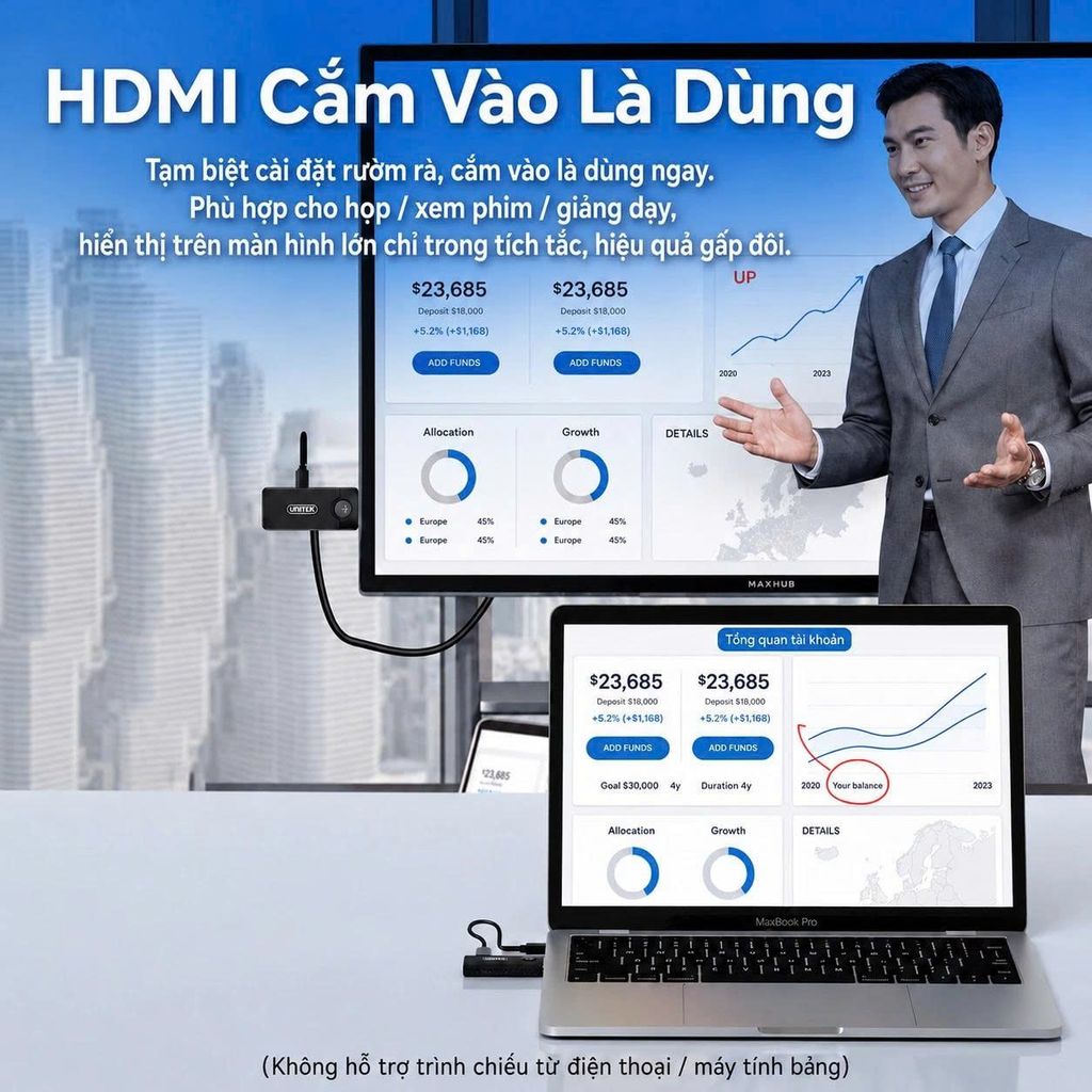 Bộ Truyền HDMI Không Dây Mini Unitek V1708A