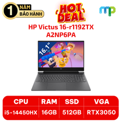 Laptop HP  Victus 16-r1192TX I5 14450HX/ 16GB/ 1TB SSD/ RTX 3050 6Gb/ 16.1 inch FHD/ 144Hz/ Win11/Đen A2NP6PA