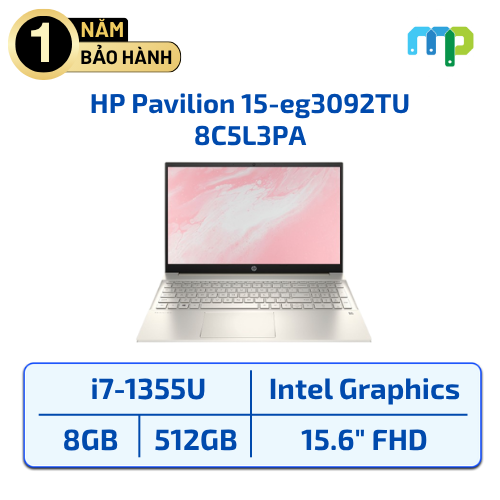 Laptop HP Pavilion 15-eg3092TU (i7-1355U/ 8GB/ 512GSSD/ 15.6''FHD/ W11SL/ Vàng) 8C5L3PA