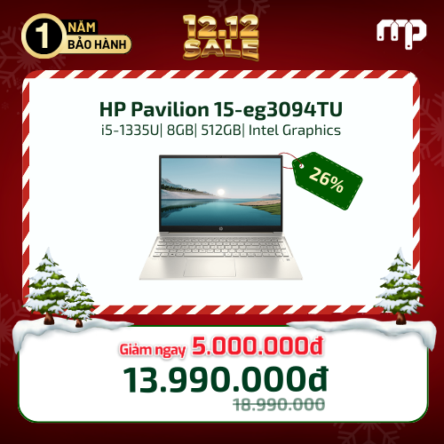 Laptop HP Pavilion 15-eg3094TU (i5-1335U/ 8GB/ 512GB SSD/ 15.6''FHD/ W11SL/ Vàng) 8C5L5PA
