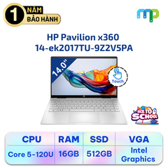 Laptop HP Pavilion x360 14-ek2017TU core 5-120U/16G/512GSSD/14.0FHDT/PEN/WL/BT/3C/W11H/Bạc 9Z2V5PA