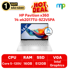 Laptop HP Pavilion x360 14-ek2017TU core 5-120U/16G/512GSSD/14.0FHDT/PEN/WL/BT/3C/W11H/Bạc 9Z2V5PA