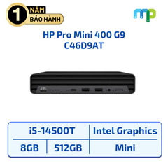 Máy bộ HP Pro Mini 400 G9 i5-14500T/8GB/SSD 512GB/USB Mouse & Keyboard/Win11H/ 1Y Onsite C46D9AT