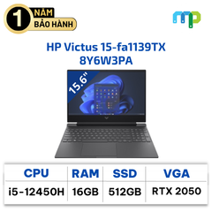 Laptop HP VICTUS 15-fa1139TX (i5-12450H/ 16GB/ 512GB SSD/ 15.6