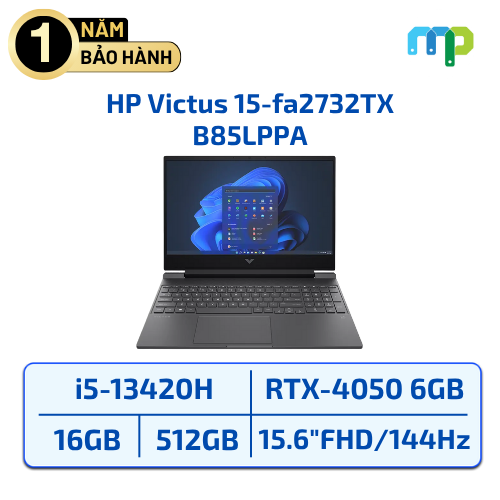 Laptop HP Victus 15-fa2732TX I5-13420H/16GB/SSD 512GB/RTX 4050 6G/WL/BT/4C/LKB/15.6