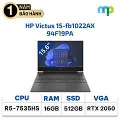 Laptop HP Victus 15-fb1022AX R5-7535HS|16GB|SSD 512GB|15.6FHD 144Hz|RTX 2050 4G|WIn 11 94F19PA