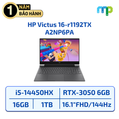 Laptop HP  Victus 16-r1192TX I5 14450HX/ 16GB/ 1TB SSD/ RTX 3050 6Gb/ 16.1 inch FHD/ 144Hz/ Win11/Đen A2NP6PA