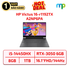 Laptop HP  Victus 16-r1192TX I5 14450HX/ 16GB/ 1TB SSD/ RTX 3050 6Gb/ 16.1 inch FHD/ 144Hz/ Win11/Đen A2NP6PA
