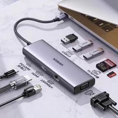 Hub USB-C sang USB-C PD+3*USB 3.0+RJ45+HDMI hỗ trợ 4K+VGA+SD/TF Ugreen 15600