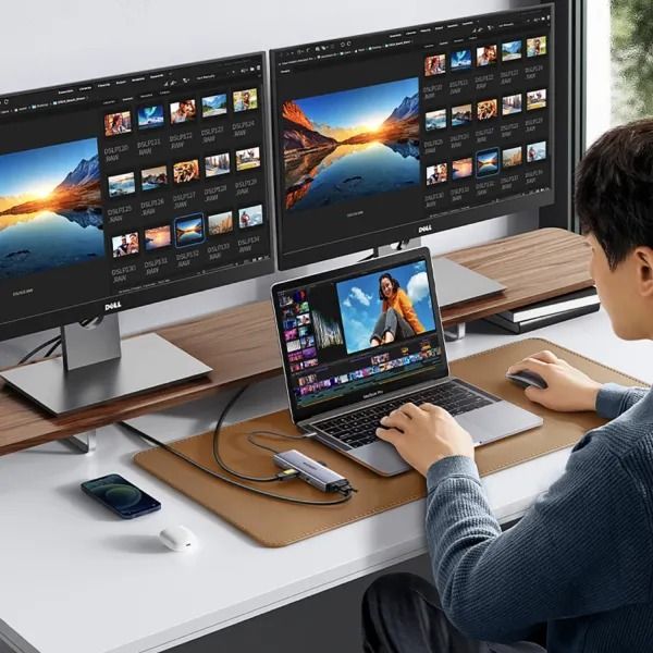 Hub USB-C sang USB-C PD+3*USB 3.0+RJ45+HDMI hỗ trợ 4K+VGA+SD/TF Ugreen 15600