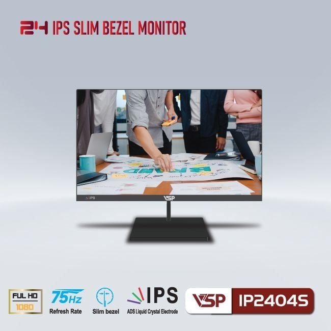 Màn Hình 23.8 inch VSP IP2404S (FHD/IPS/75Hz/5ms/250nits/HDMI+VGA/Phẳng/đen)