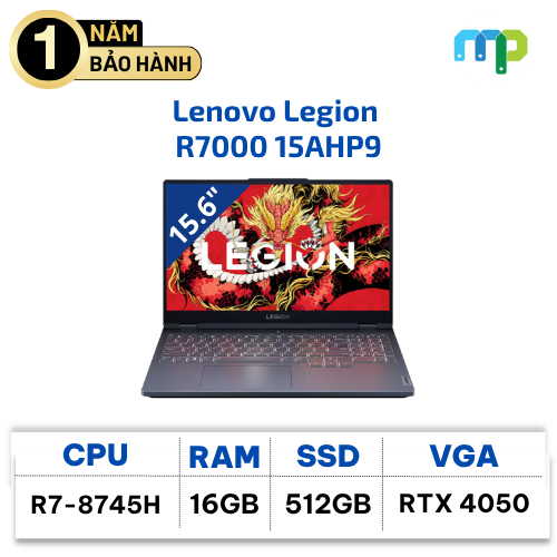 Laptop Lenovo Legion R7000 15AHP9 Ryzen 7-8745H/16GB/512GB/RTX 4050/15.6'' FHD (Nhập Khẩu)