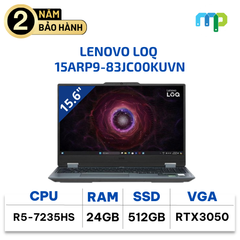 Laptop LENOVO LOQ 15ARP9 R5-7235HS/24GD5/1TBSSD/15.6FHD 144Hz/WL/BT/4C60/W11SL/LKB/RTX3050 6GB/Xám 83JC00KUVN