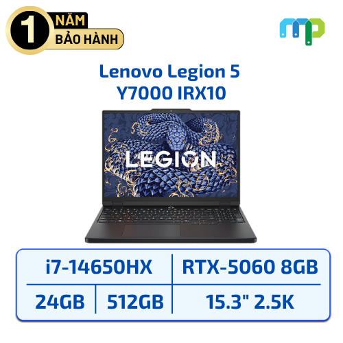 Laptop Lenovo Legion 5 Y7000 IRX10 I7-14650HX/24GB/SSD 512GB/RTX 5060 8GB/15.3