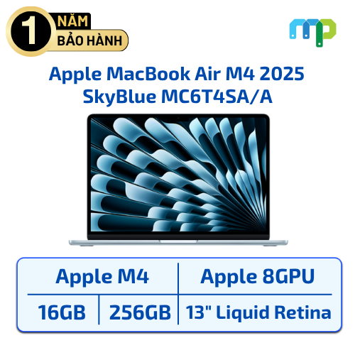 Laptop Apple MacBook Air M4 13 inch 2025/8GPU/16GB/256GB SkyBlue MC6T4SA/A