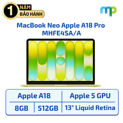 MacBook Neo Apple 13 inch A18 Pro/8GB/512GB/Vàng MHFE4SA/A
