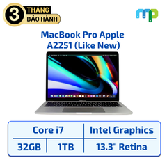 MacBook Pro Apple A2251 Core i7/32GB/1TB/13.3 inch Like New