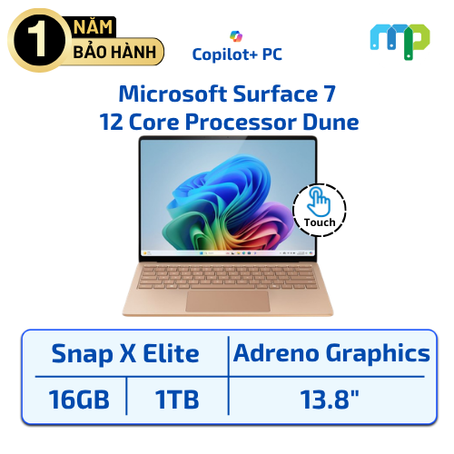 Laptop Microsoft Surface 7 Snapdragon® X  Elite 12 Core Processor/16GB/1TB SSD/13.8” Touch/Windows 11 Dune