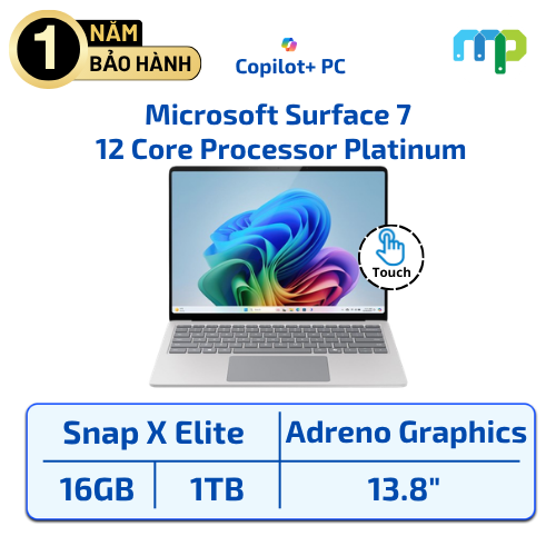 Laptop Microsoft Surface 7 Snapdragon® X  Elite 12 Core Processor/16GB/1TB SSD/13.8” Touch/Windows 11 Platinum