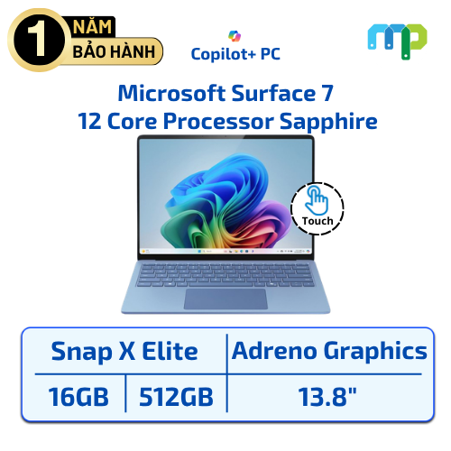 Laptop Microsoft Surface 7 Snapdragon® X  Elite 12 Core Processor/16GB/512GB SSD/13.8” Touch/Windows 11 Sapphire