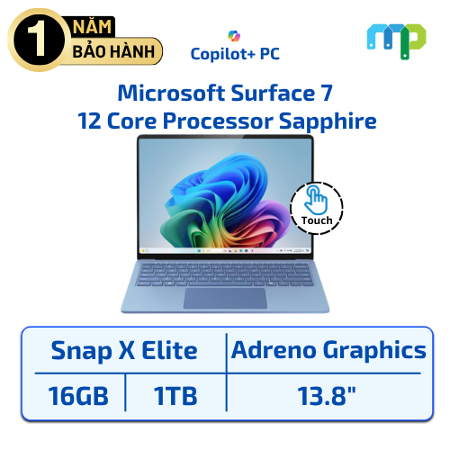 Laptop Microsoft Surface 7 Snapdragon® X  Elite 12 Core Processor/16GB/1TB SSD/13.8” Touch/Windows 11 Sapphire