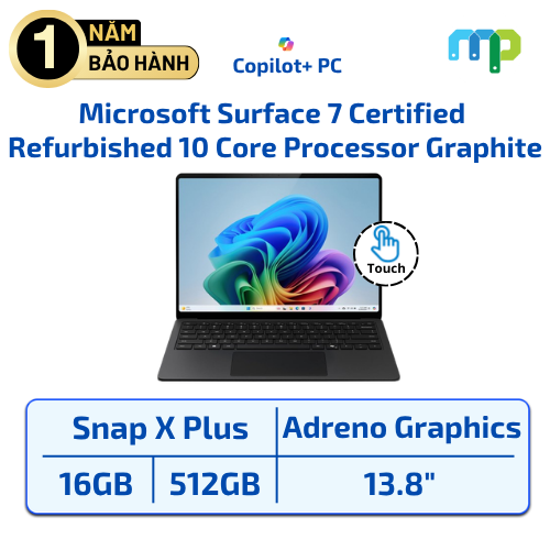 Laptop Microsoft Surface 7 (Certified Refurbished) Snapdragon® X Plus 10 Core Processor/16 GB/512GB/13.8” Touch/Win11 Graphite