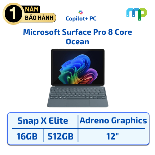 Laptop Microsoft Surface Pro Snapdragon X Plus 8 Core/16GB/512GB-SSD/12.0 TOUCH/ Windows 11 Copilot+ PC Ocean