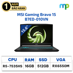 Laptop MSI Gaming Bravo 15 B7ED-010VN R5-7535HS/16GB/512GB/RX6550M 4GB/15.6