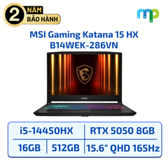 Laptop MSI Gaming Katana 15 HX B14WEK-286VN I5-14450HX/16GB/SSD 512GB/RTX 5050 8GB/15.6
