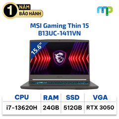 Laptop MSI Gaming Thin 15 B13UC-1411VN I7-13620H/24GB/512GB PCIE/VGA 4GB RTX3050/15.6 FHD