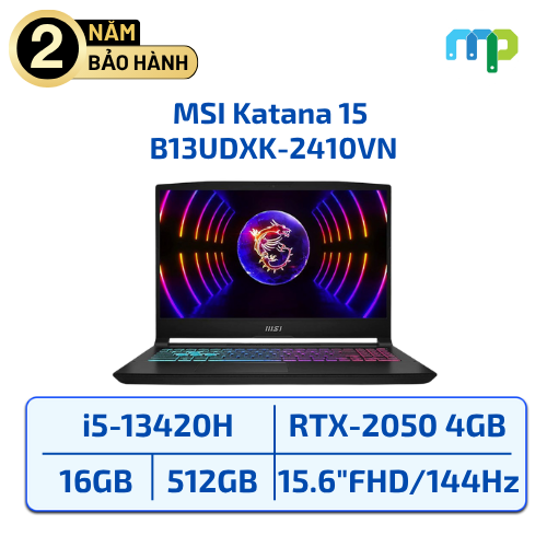 Laptop MSI Gaming Thin 15 B13UCX-2080VN(i5-13420H/16GB/SSD 512GB/RTX2050 4GB/15.6