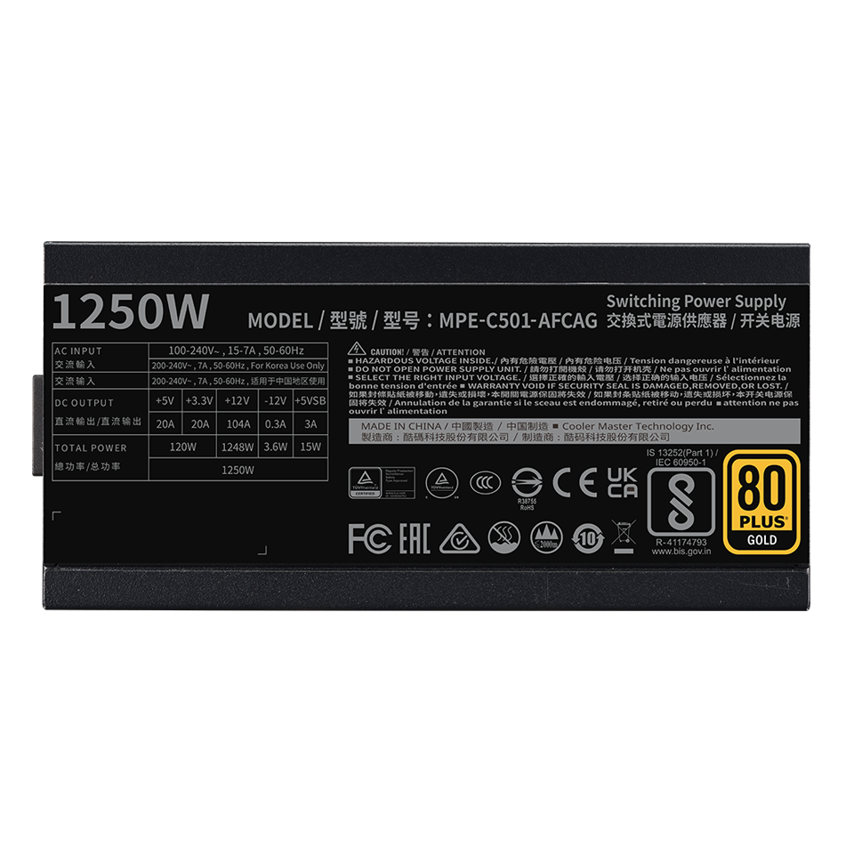 Nguồn máy tính Cooler Master MWE GOLD V2 1250 ATX 3.1 Full Modular