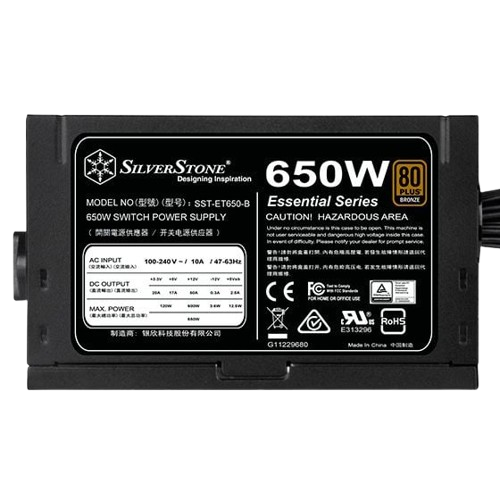Nguồn máy tính SilverStone Essential Series ET650 80 Plus Bronze SST ET650 B