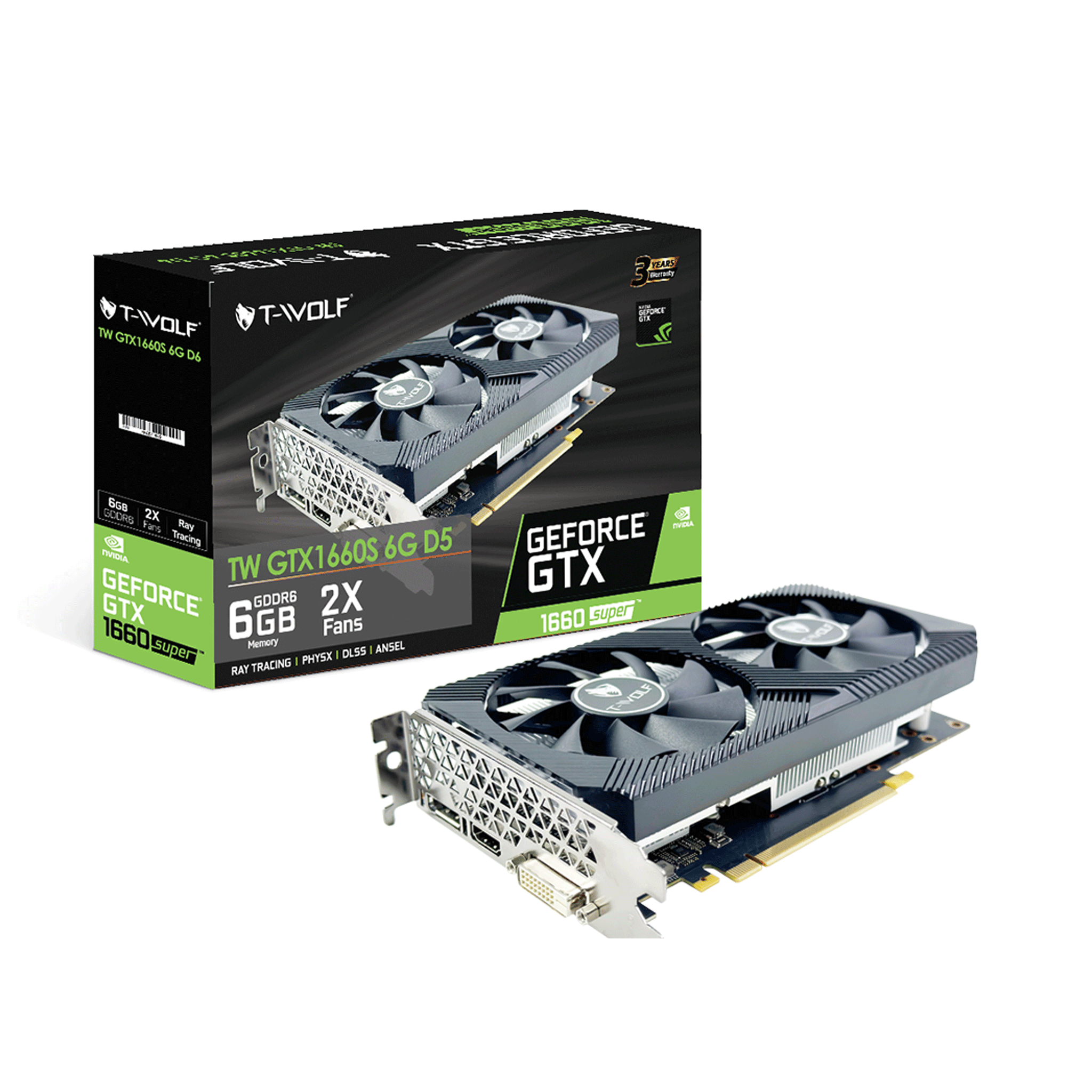 Card Màn Gtx 1660 6gb Galax Card Màn Hình T-Wolf GTX 1660 Super 6G