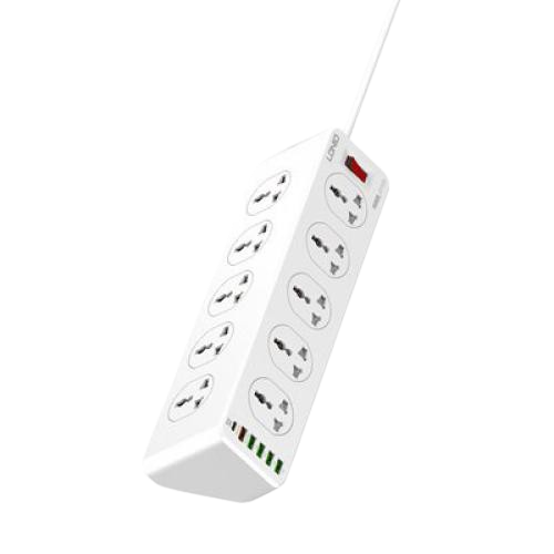Ổ cắm điện LDNIO 2500w 2m màu trắng SC10610 LDNIO (10P+5Usb+Type C)