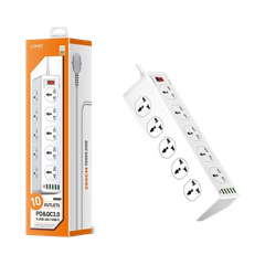 Ổ cắm điện LDNIO 2500w 2m màu trắng SC10610 LDNIO (10P+5Usb+Type C)
